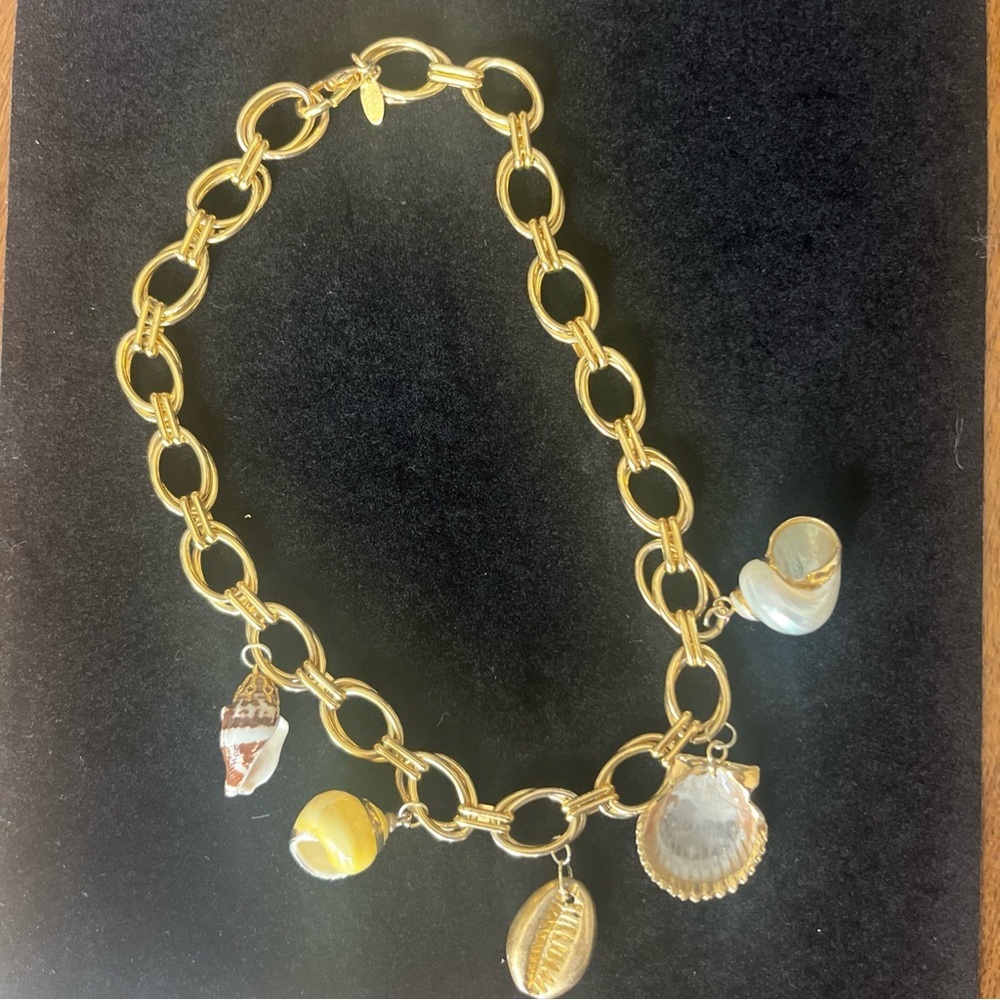 Chunky Seashell 22CT Gold Plated Chunky Chain Necklace Beachy 17” - Picture 7 of 11